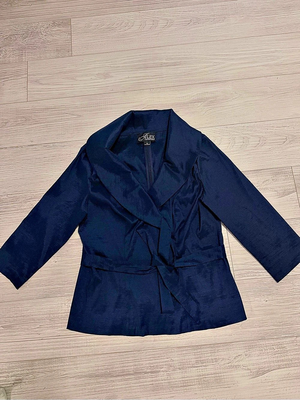 Alex Evenings Women's Wrap Front Jacket in Blue Like New